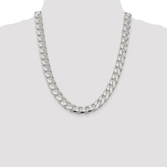 Sterling Silver 11mm Domed w/ Side D/C Curb Chain