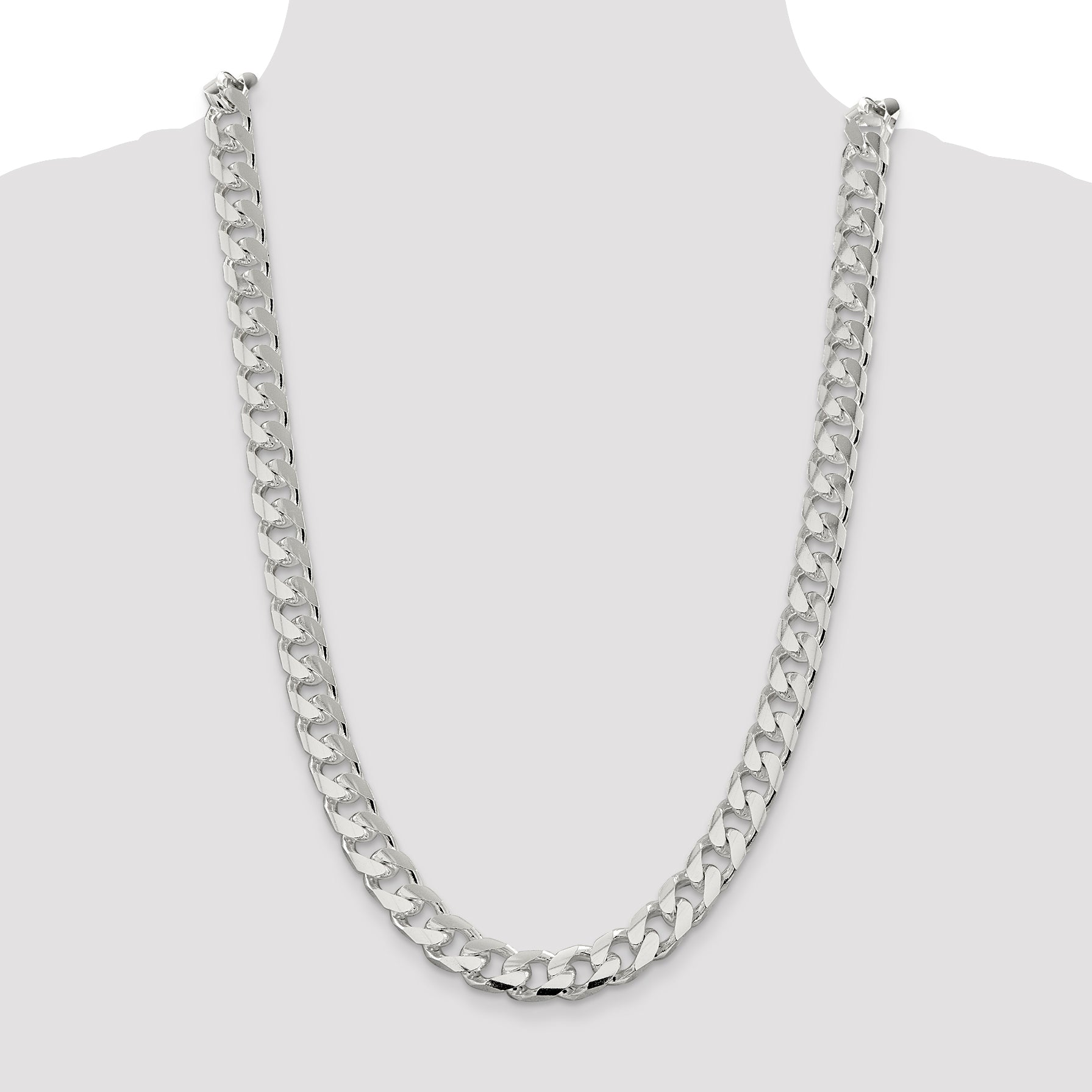 Sterling Silver 11mm Domed w/ Side D/C Curb Chain