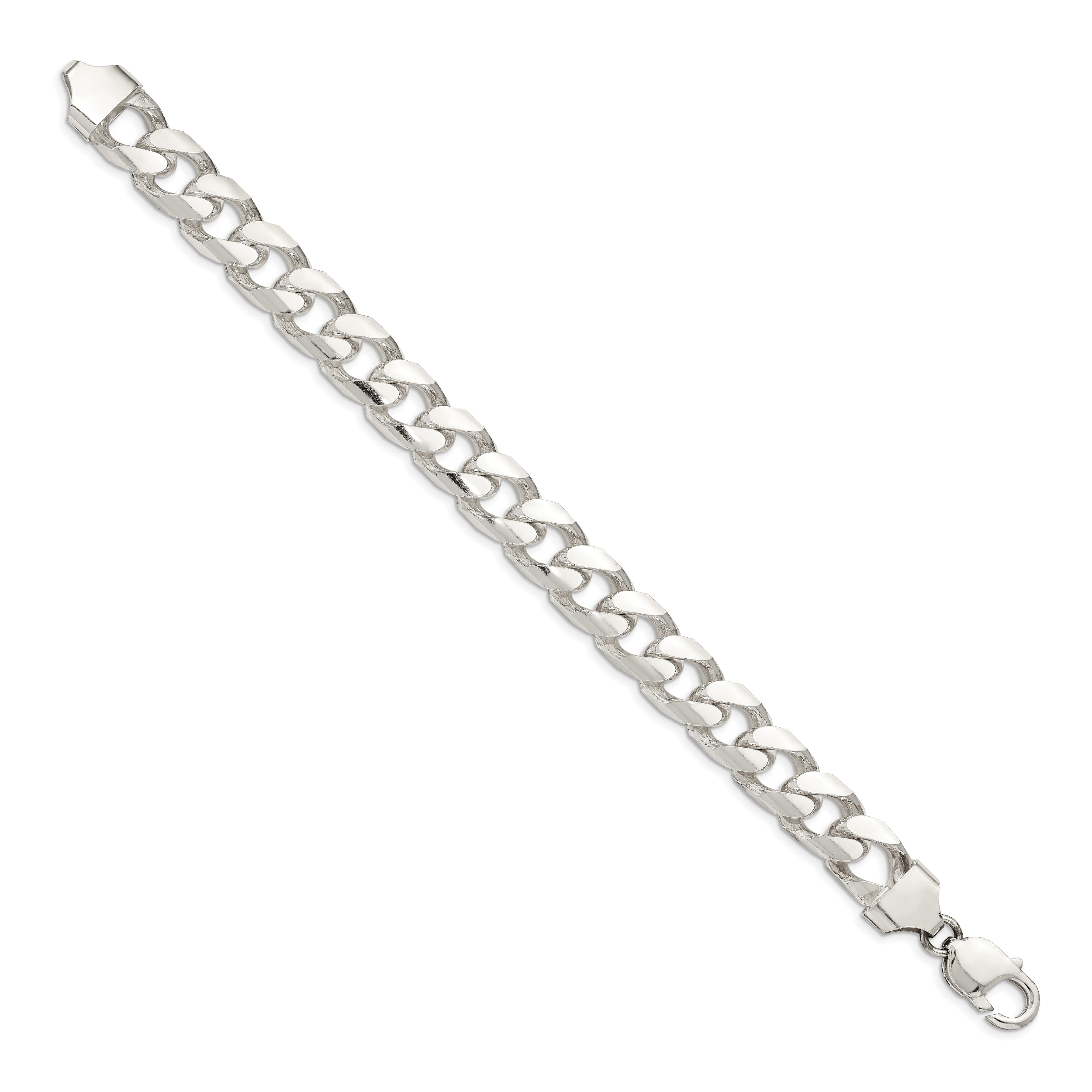 Sterling Silver 11mm Domed w/ Side D/C Curb Chain