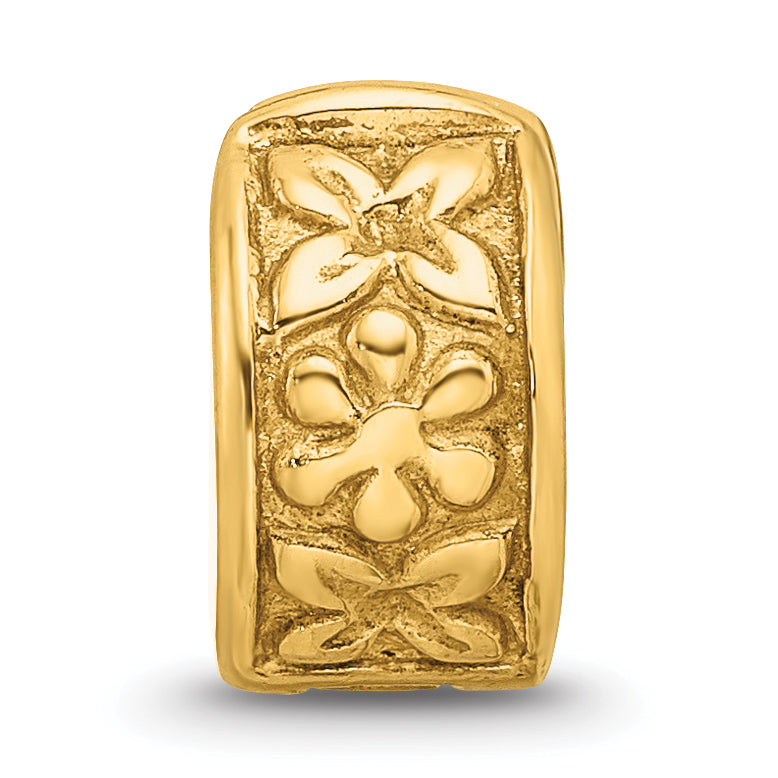 Sterling Silver Gold-Plated Floral Clip Bead with Polished Finish