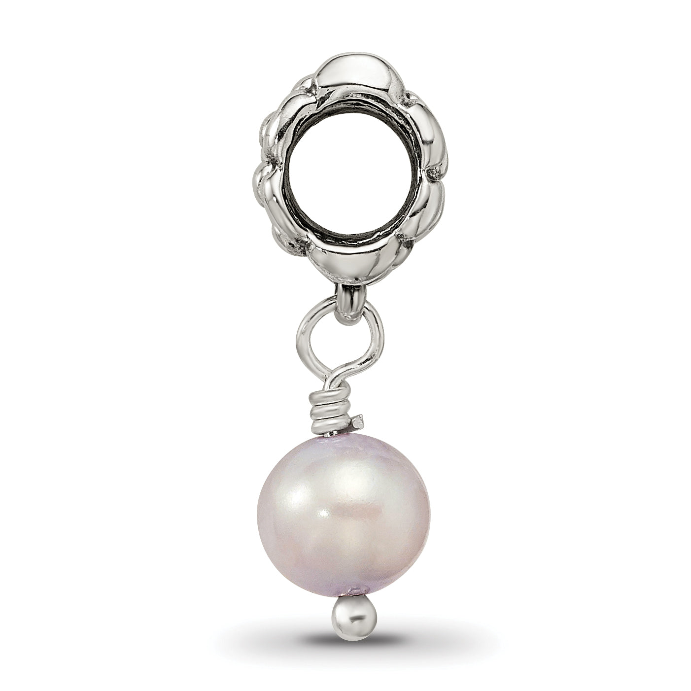 Sterling Silver Freshwater Cultured Pearl Dangle Bead with Antiqued Finish