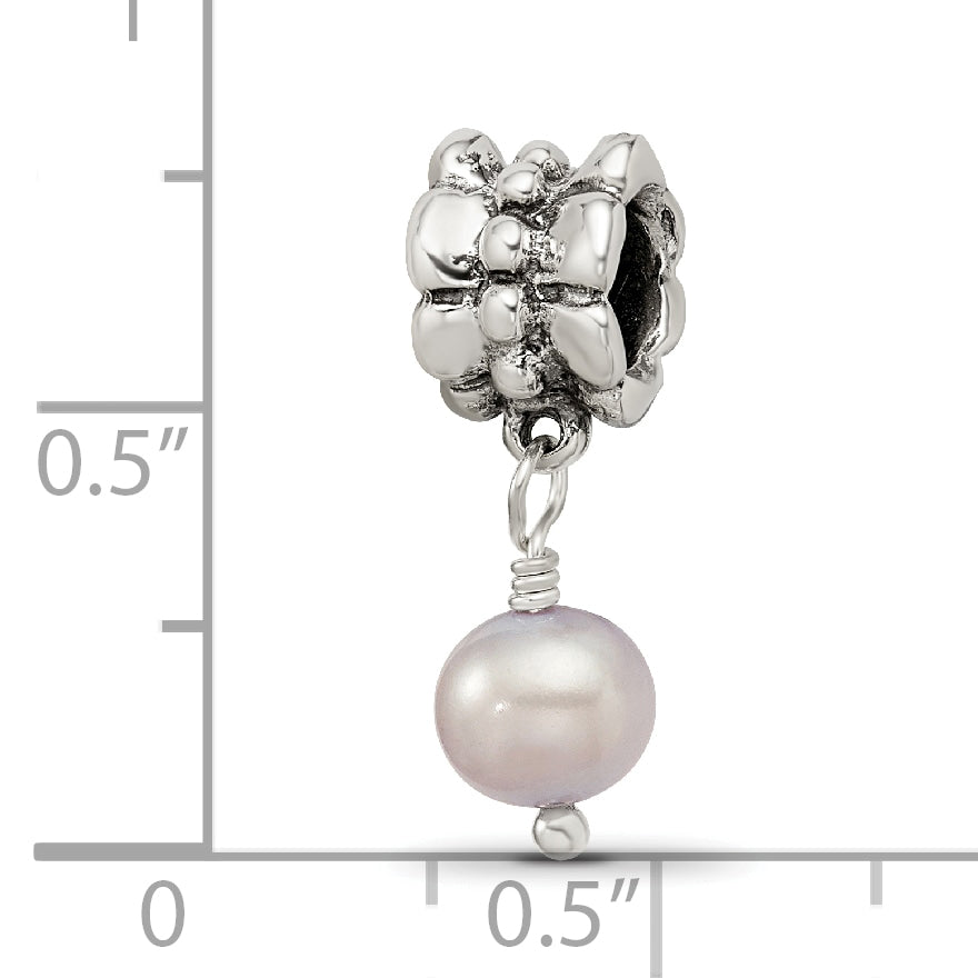 Sterling Silver Freshwater Cultured Pearl Dangle Bead with Antiqued Finish