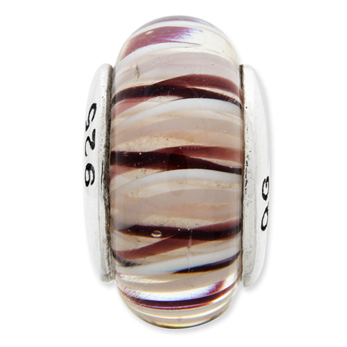 Sterling Silver 925 Hand-Blown Glass Bead with Antiqued Finish Handmade Charm