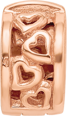 Sterling Silver Reflections Rose Gold-plated Hearts Clip Bead