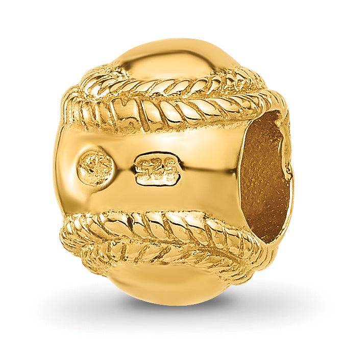 Sterling Silver Reflections Gold-plated Baseball Bead