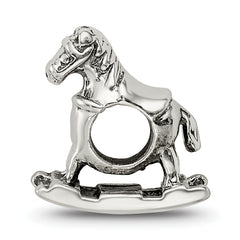 Sterling Silver 925 Rocking Horse Bead with Antiqued Finish Solid Cast Design