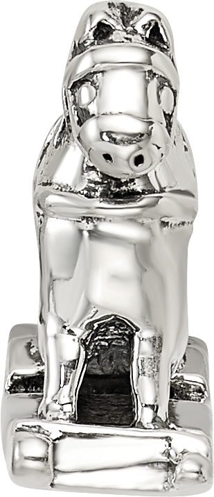 Sterling Silver 925 Rocking Horse Bead with Antiqued Finish Solid Cast Design