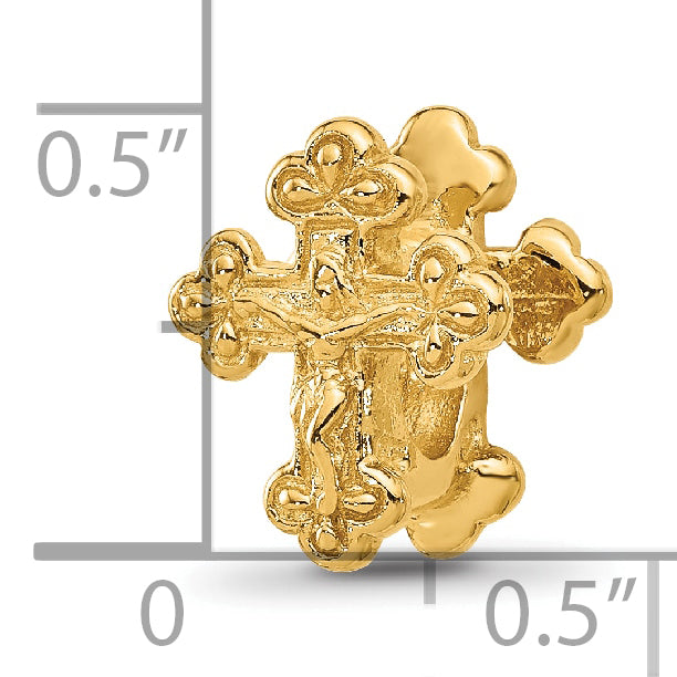 Sterling Silver Reflections Gold-plated Budded Crucifix Bead