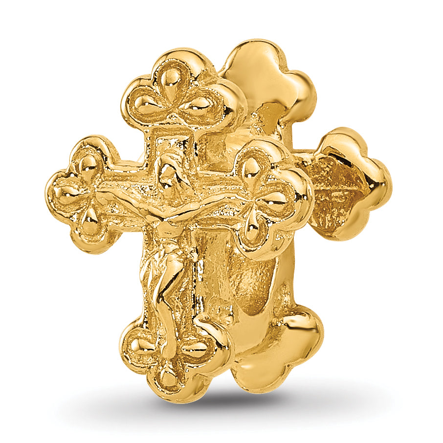 Sterling Silver Reflections Gold-plated Budded Crucifix Bead