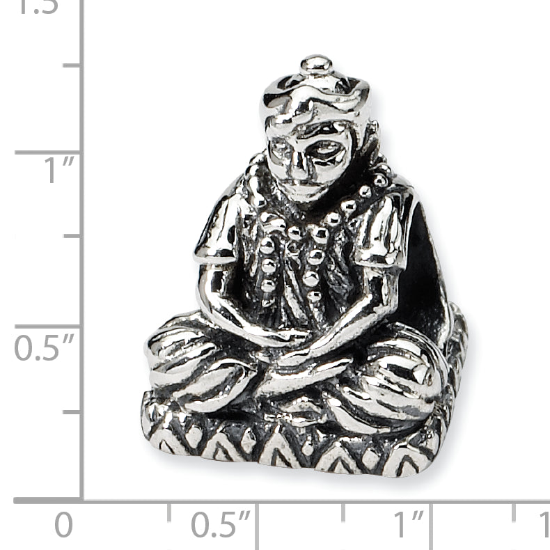 Sterling Silver 925 Antiqued Buddha Bead with Timeless Design