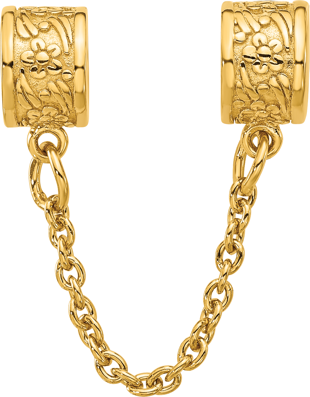 Sterling Silver Reflections Gold-plated Floral Safety Chain Bead