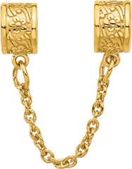 Sterling Silver Reflections Gold-plated Floral Safety Chain Bead