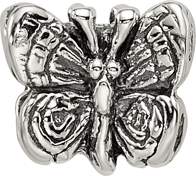 Sterling Silver 925 Kids Butterfly Bead with Antiqued Finish Solid Design