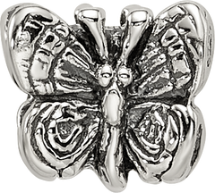 Sterling Silver 925 Kids Butterfly Bead with Antiqued Finish Solid Design