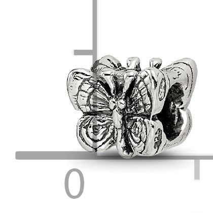 Sterling Silver 925 Kids Butterfly Bead with Antiqued Finish Solid Design