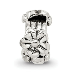 Sterling Silver 925 Kids Flower Bead with Antiqued Finish Solid Design