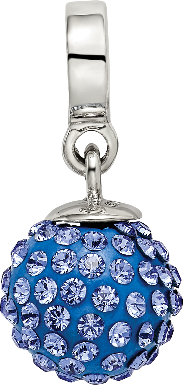 Sophia Jewelers Sterling Silver Crystal Ball Dangle Bead with Blue Preciosa Stones