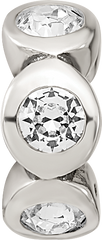 Sterling Silver 925 April Birthstone Bead with White Crystal