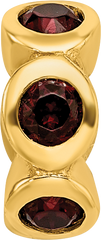 Sterling Silver 925 Gold-Plated June Red Crystal Bead Polished Finish