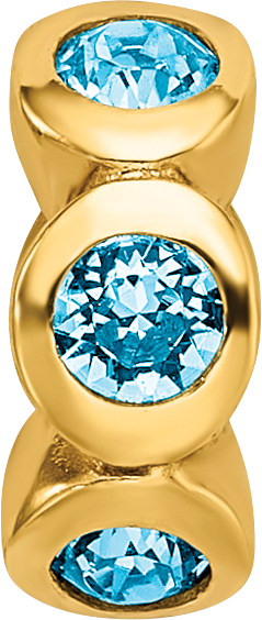 Sterling Silver Gold-plated Bead with Blue Crystals  Elegant Polished Finish