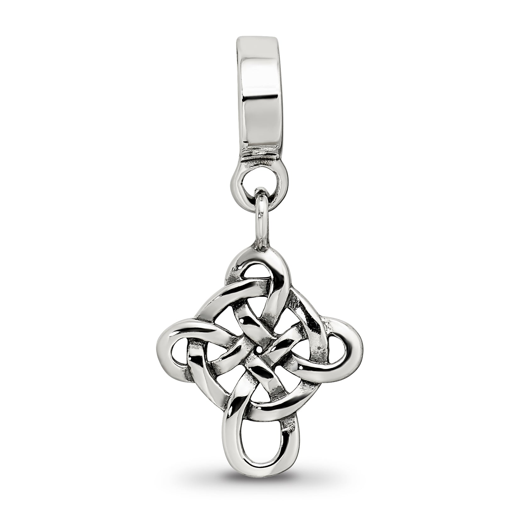 Sterling Silver 925 Celtic Weave Cross Dangle Bead with Antiqued Finish Elegant Design