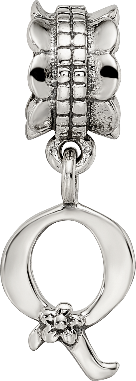 Sterling Silver Reflections Letter Q Dangle Bead