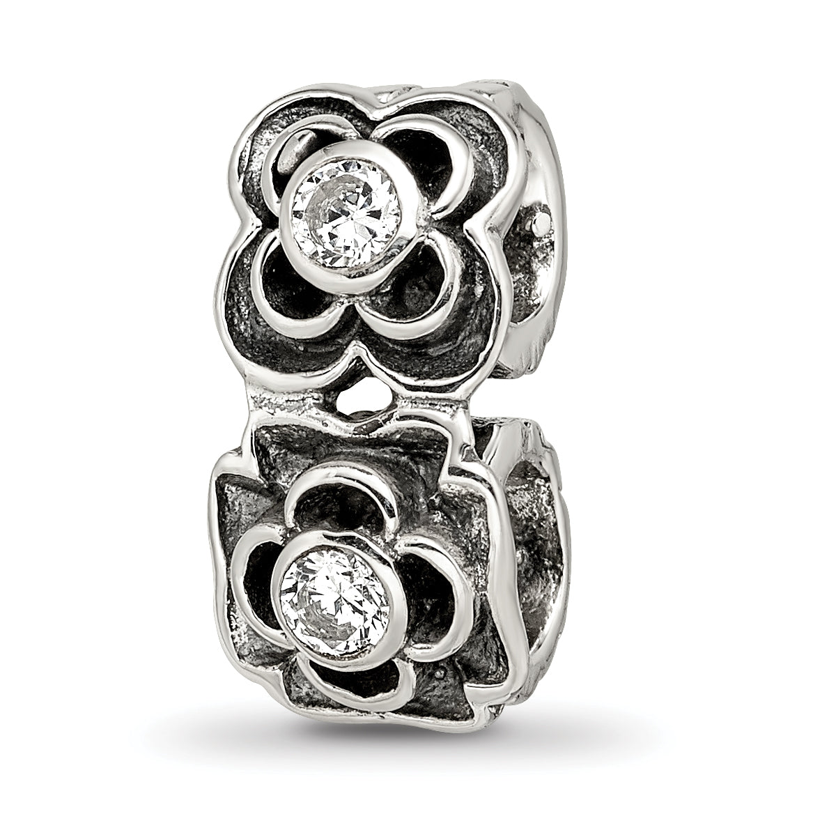 Sterling Silver Reflections CZ Connector Bead