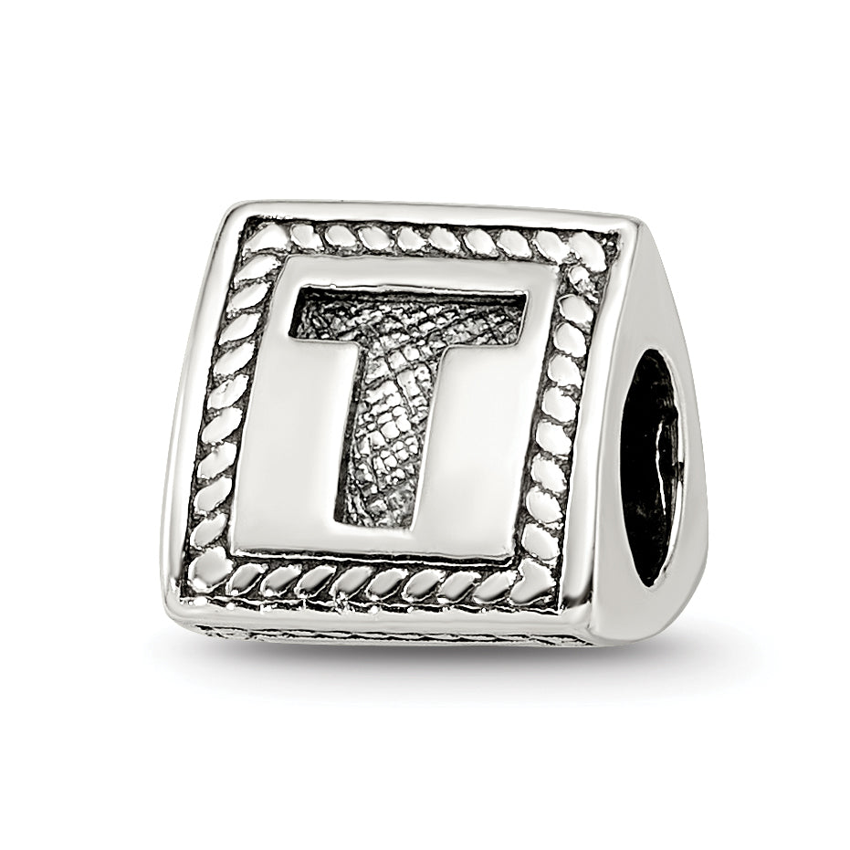 Sterling Silver Reflections Letter T Triangle Block Bead