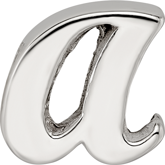 Sterling Silver 925 Script Letter A Bead with Polished Finish