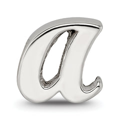 Sterling Silver 925 Script Letter A Bead with Polished Finish