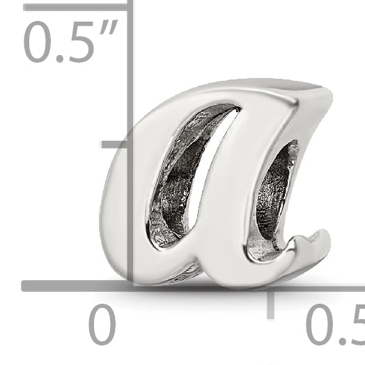 Sterling Silver 925 Script Letter A Bead with Polished Finish