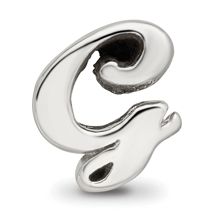 Sterling Silver 925 Script Letter G Polished Bead by Sophia Jewelers