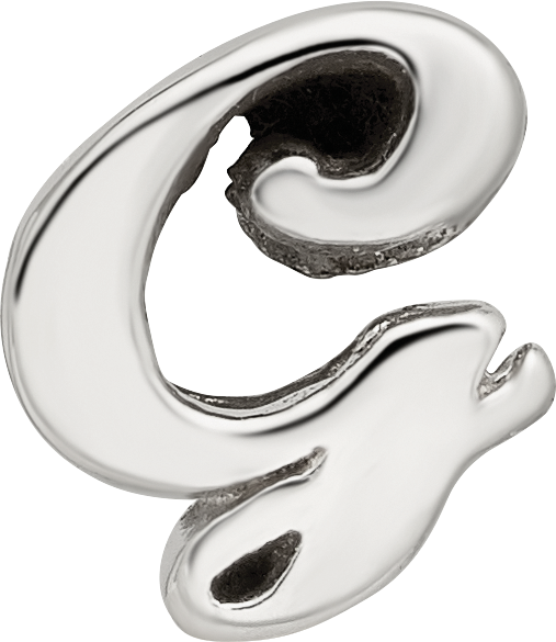 Sterling Silver 925 Script Letter G Polished Bead by Sophia Jewelers