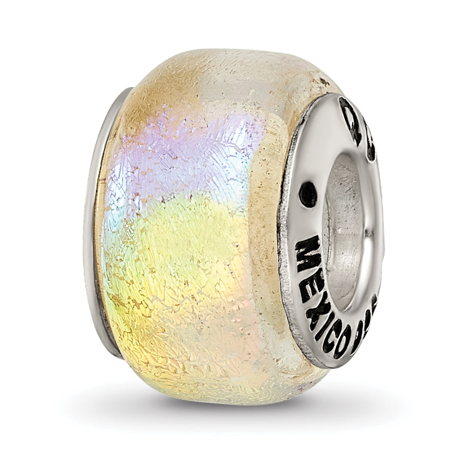 Sterling Silver Reflections Rainbow Dichroic Glass Bead