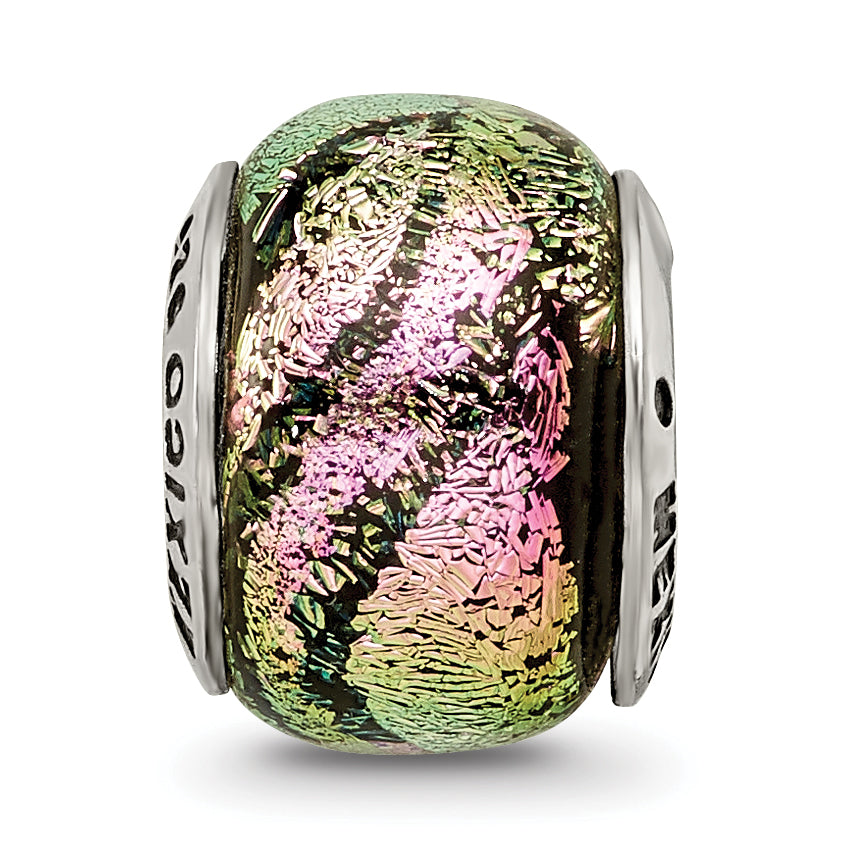 Sterling Silver Reflections Pink Dichroic Glass Bead