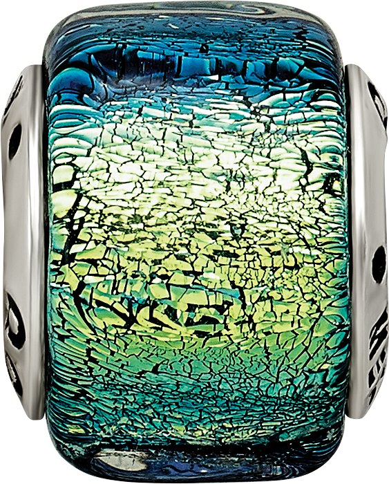 Sterling Silver 925 Dichroic Glass Bead Antiqued Finish Elegant Design