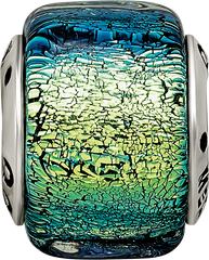 Sterling Silver 925 Dichroic Glass Bead Antiqued Finish Elegant Design