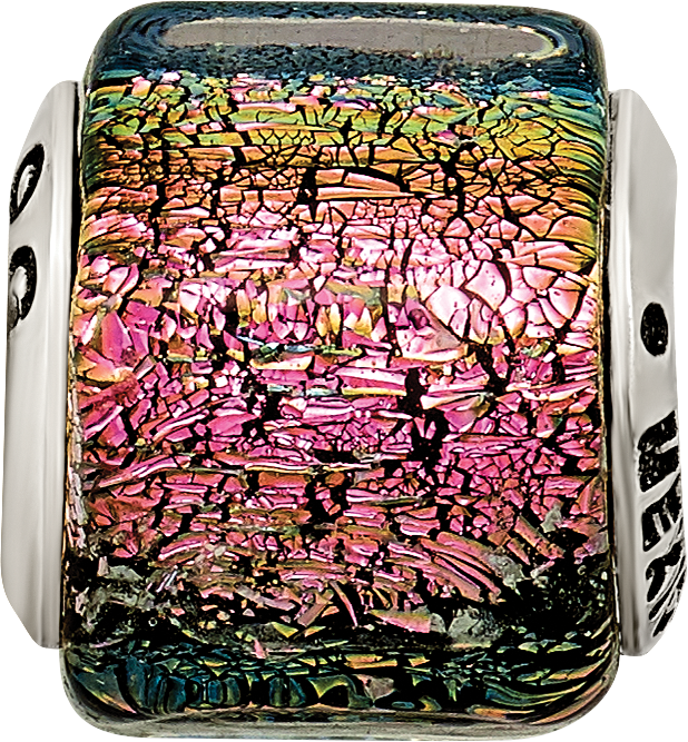 Sterling Silver Reflections Purple/Pink/Green Dichroic Glass Bead