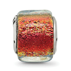 Sterling Silver 925 Square Bead with Antiqued Finish and Dichroic Glass