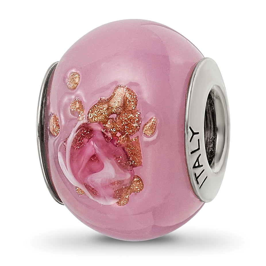 Sterling Silver Reflections Pink/Red/Brown Italian Murano Bead