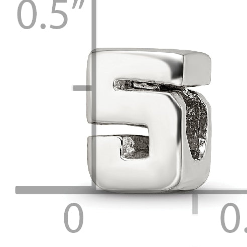 Sterling Silver Reflections Numeral 5 Bead