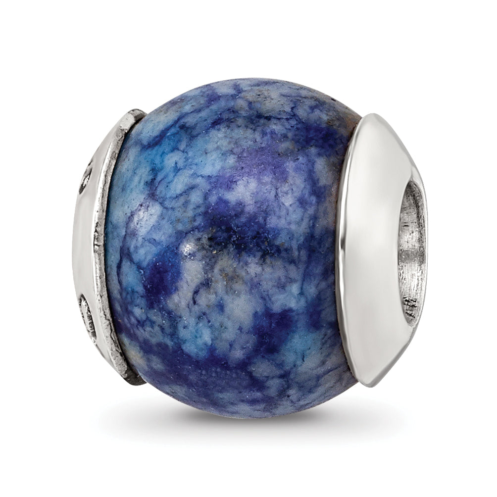 Sterling Silver Reflections Lapis Stone Bead