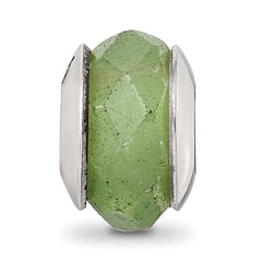 Sterling Silver Aventurine Bead with Polished Finish, Earth-Inspired Elegance