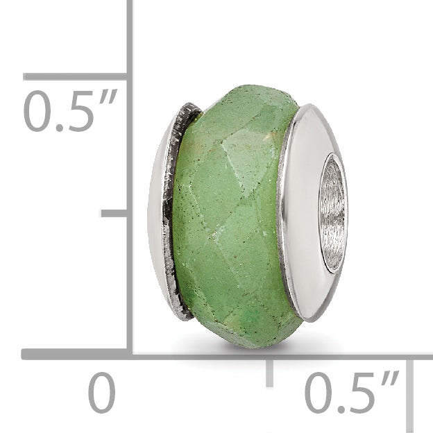 Sterling Silver Aventurine Bead with Polished Finish, Earth-Inspired Elegance