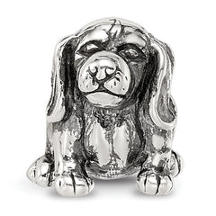 Sterling Silver 925 Beagle Bead with Antiqued Finish for Timeless Pet Tribute