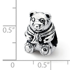 Sterling Silver 925 Teddy Bear Bead with Antiqued Finish Solid Charm