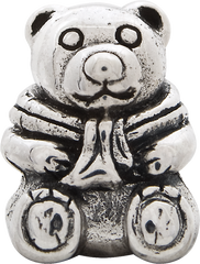 Sterling Silver 925 Teddy Bear Bead with Antiqued Finish Solid Charm