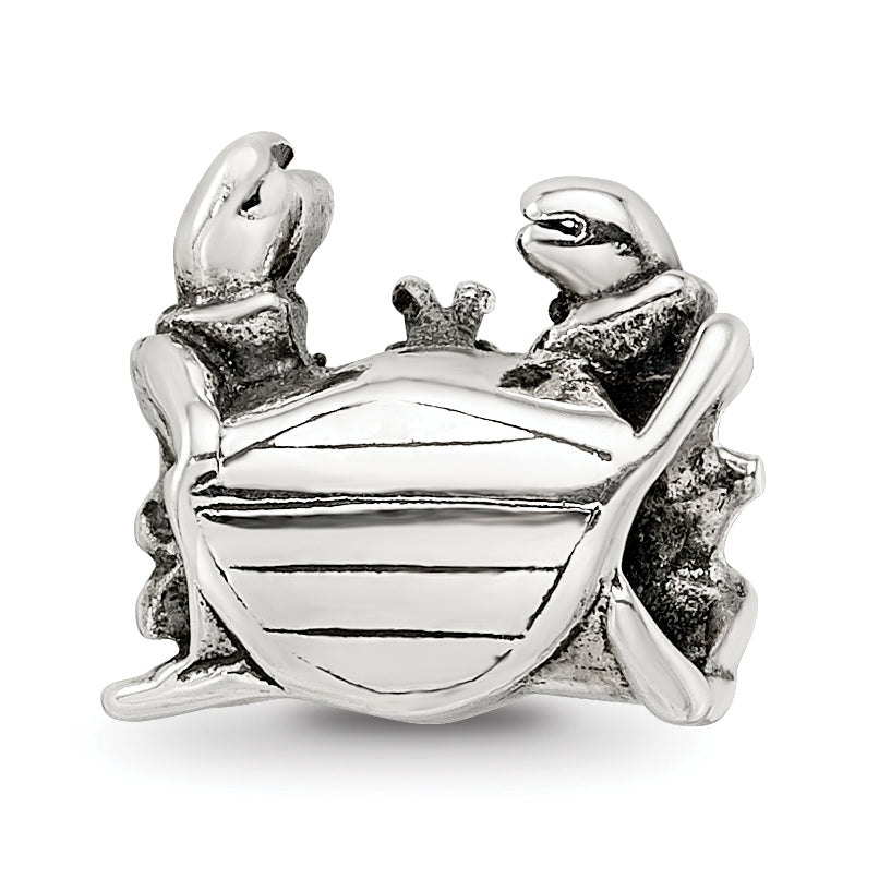 Sterling Silver 925 Antiqued Crab Themed Bead for Elegant Charm Bracelets