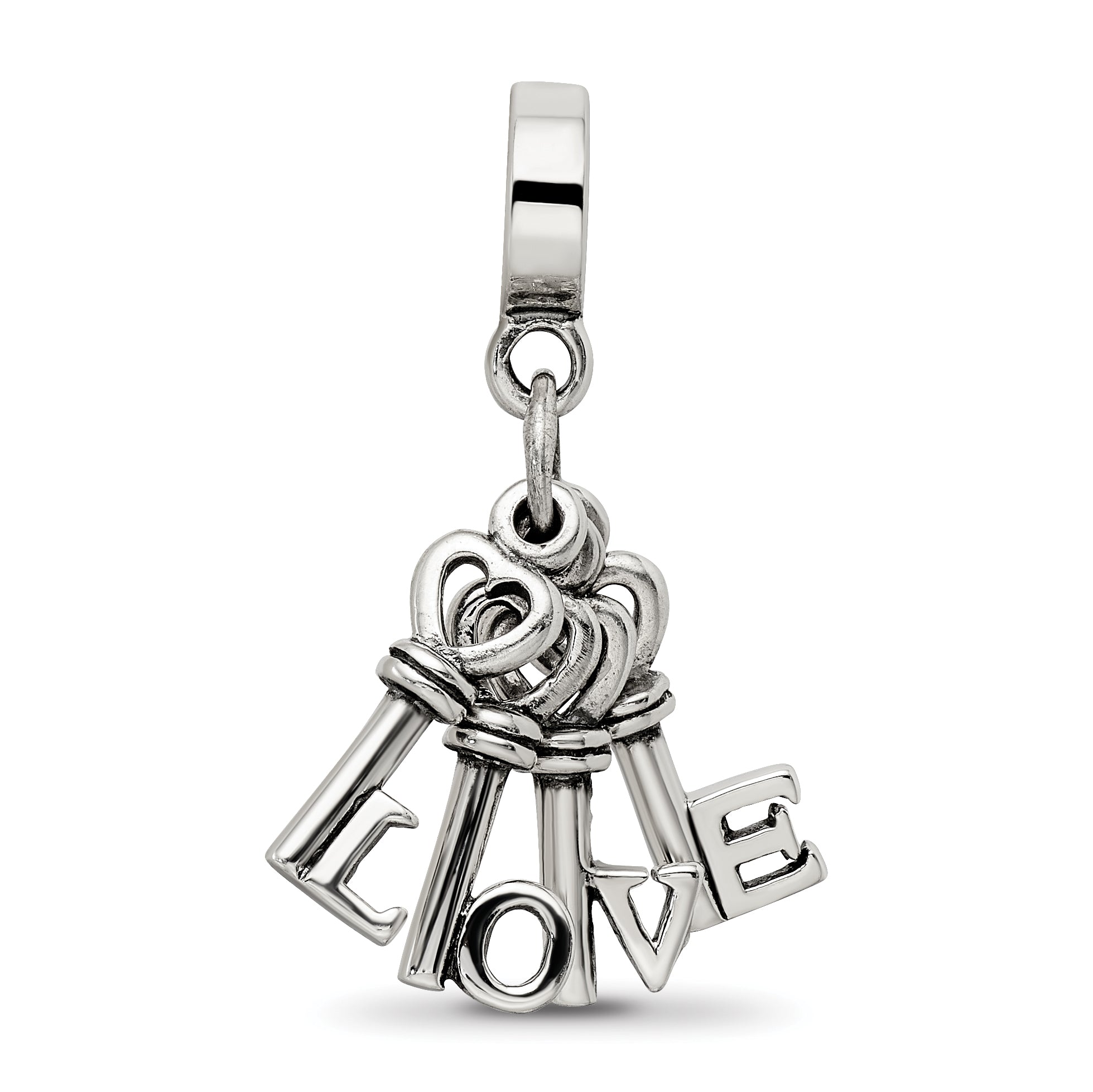 Sterling Silver Reflections Love Keys Dangle Bead