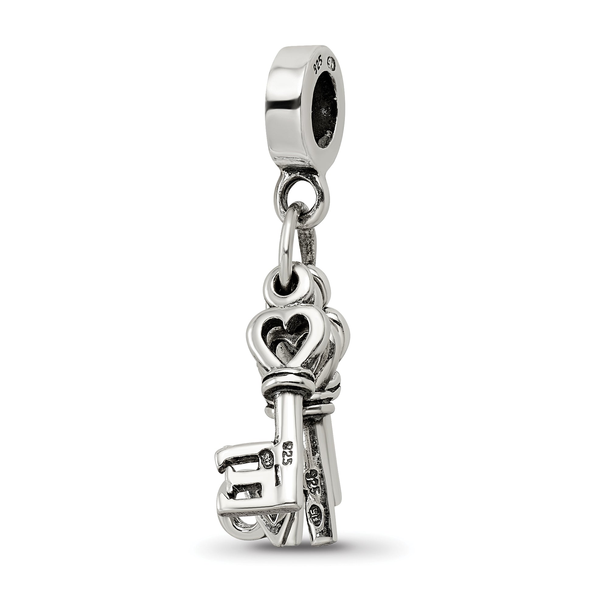 Sterling Silver Reflections Love Keys Dangle Bead